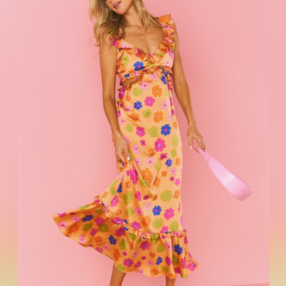 Show Me Your MuMu Lane Floral Midi Dress Size Large